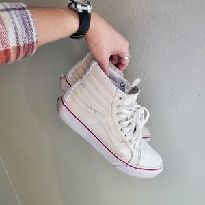 SOLD Sk8 Hi Slim Leather Canvas Bone/True White Vans
